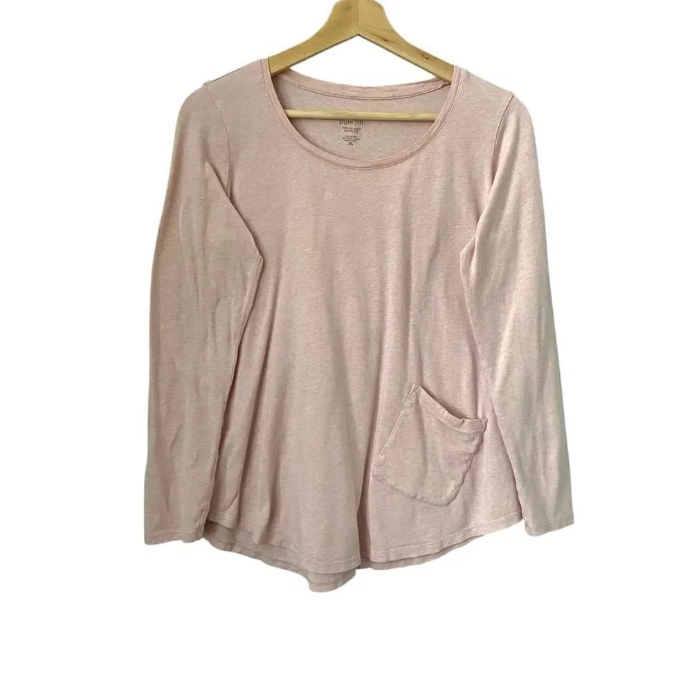 Pure Jill Sleep Sueded Tee Long Sleeve with Front Pocket in Size XSP
